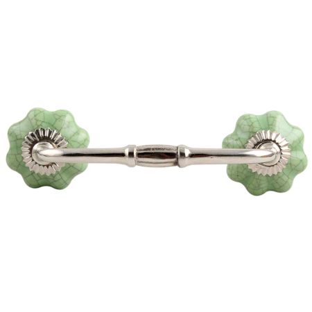 Green Crackle Melon Ceramic Bridge Handles
